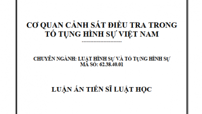 LUẬN ÁN TIẾN SĨ: CƠ QUAN CẢNH SÁT ĐIỀU TRA TRONG TỐ TỤNG HÌNH SỰ VIỆT NAM