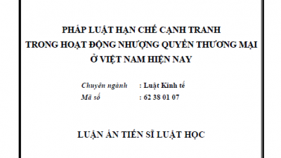 LUẬN ÁN TIẾN SĨ: PHÁP LUẬT HẠN CHẾ CẠNH TRANH TRONG HOẠT ĐỘNG NHƯỢNG QUYỀN THƯƠNG MẠI Ở VIỆT NAM HIỆN NAY
