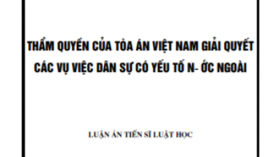 LUẬN ÁN TIẾN SĨ: THẨM QUYỀN CỦA TÒA ÁN VIỆT NAM GIẢI QUYẾT CÁC VỤ VIỆC DÂN SỰ CÓ YẾU TỐ NƯỚC NGOÀI