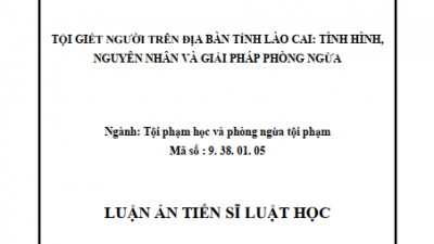 LUẬN ÁN TIẾN SĨ: TỘI GIẾT NGƯỜI TRÊN ĐỊA BÀN TỈNH LÀO CAO: TÌNH HÌNH, NGUYÊN NHÂN VÀ GIẢI PHÁP PHÒNG NGỪA