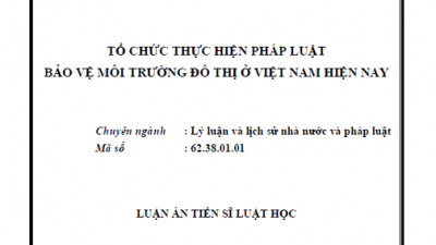 LUẬN ÁN TIẾN SĨ: TỔ CHỨC THỰC HIỆN PHÁP LUẬT BẢO VỆ MÔI TRƯỜNG ĐÔ THỊ Ở VIỆT NAM HIỆN NAY
