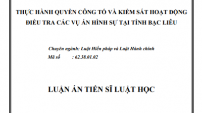 LUẬN ÁN TIẾN SĨ: THỰC HÀNH QUYỀN CÔNG TỐ VÀ KIỂM SÁT HOẠT ĐỘNG ĐIỀU TRA CÁC VỤ ÁN HÌNH SỰ TẠI TỈNH BẠC LIÊU