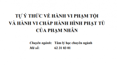 LUẬN ÁN TIẾN SĨ: TỰ Ý THỨC VỀ HÀNH VI PHẠM TỘI VÀ HÀNH VI CHẤP HÀNH HÌNH PHẠT TÙ CỦA PHẠM NHÂN