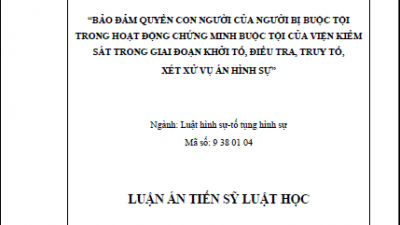 LUẬN ÁN TIẾN SĨ: BẢO ĐẢM QUYỀN CON NGƯỜI CỦA NGƯỜI BỊ BUỘC TỘI TRONG HOẠT ĐỘNG CHỨNG MINH BUỘC TỘI CỦA VIỆN KIỂM SÁT TRONG GIAI ĐOẠN KHỞI TỐ, ĐIỀU TRA, TRUY TỐ, XÉT XỬ VỤ ÁN HÌNH SỰ (Tác giả: Nguyễn Hữu Hậu)
