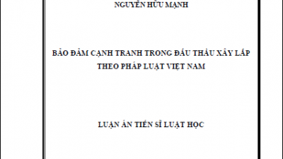 LUẬN ÁN TIẾN SĨ: BẢO ĐẢM CẠNH TRANH TRONG ĐẤU THẦU XÂY LẮP THEO PHÁP LUẬT VIỆT NAM (TÁC GIẢ: NGUYỄN HỮU MẠNH)