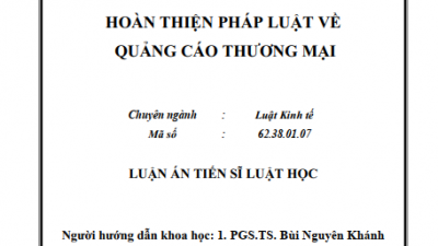LUẬN ÁN TIẾN SĨ: HOÀN THIỆN PHÁP LUẬT VỀ QUẢNG CÁO THƯƠNG MẠI