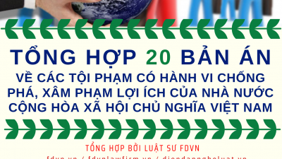 TỔNG HỢP 20 BẢN ÁN VỀ CÁC TỘI PHẠM CÓ HÀNH VI CHỐNG PHÁ, XÂM PHẠM LỢI ÍCH CỦA NHÀ NƯỚC CỘNG HÒA XÃ HỘI CHỦ NGHĨA VIỆT NAM