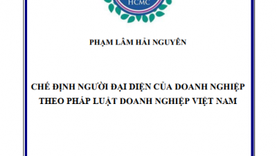 LUẬN VĂN THẠC SĨ LUẬT HỌC: CHẾ ĐỊNH NGƯỜI ĐẠI DIỆN CỦA DOANH NGHIỆP THEO PHÁP LUẬT DOANH NGHIỆP VIỆT NAM (TÁC GIẢ: PHẠM LÂM HẢI NGUYÊN)