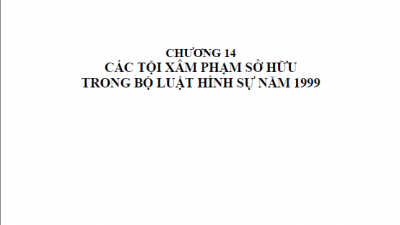 BÌNH LUẬN KHOA HỌC BỘ LUẬT HÌNH SỰ 1999 - (CHƯƠNG XIV) CÁC TỘI XÂM PHẠM SỞ HỮU TRONG BỘ LUẬT HÌNH SỰ 1999
