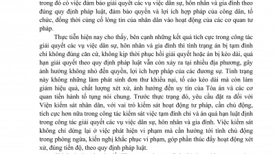 Chuyên đề thực trạng và giải pháp công tác kiểm sát án tạm đình chỉ, án quá hạn luật định trong giải quyết các vụ việc dân sự, hôn nhân gia đình ( Từ ngày 01/12/2023 đến ngày 20/3/2025)