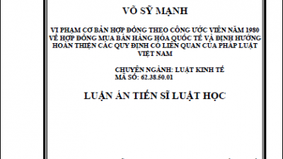 LUẬN ÁN TIẾN SĨ: VI PHẠM CƠ BẢN HỢP ĐỒNG THEO CÔNG ƯỚC VIÊN NĂM 1980 VỀ HỢP ĐỒNG MUA BÁN HÀNG HÓA QUỐC TẾ VÀ ĐỊNH HƯỚNG HOÀN THIỆN CÁC QUY ĐỊNH CÓ LIÊN QUAN CỦA PHÁP LUẬT VIỆT NAM (TÁC GIẢ: VÕ SỸ MẠNH)