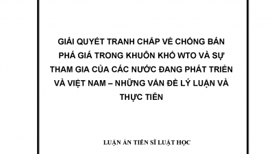 LUẬN ÁN TIẾN SĨ: GIẢI QUYẾT TRANH CHẤP VỀ CHỐNG BÁN PHÁ GIÁ TRONG KHUÔN KHỔ WTO VÀ SỰ THAM GIA CỦA CÁC NƯỚC ĐANG PHÁT TRIỂN VÀ VIỆT NAM - NHỮNG VẤN ĐỀ LÝ LUẬN VÀ THỰC TIỄN (Tác giả: Nguyễn Thị Thu Hiền)
