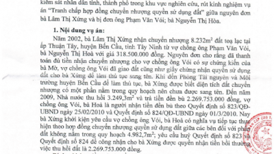 THÔNG BÁO RÚT KINH NGHIỆM VỤ ÁN TRANH CHẤP HỢP ĐỒNG CHUYỂN NHƯỢNG QUYỀN SỬ DỤNG ĐẤT