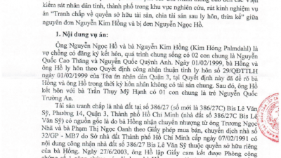 THÔNG BÁO RÚT KINH NGHIỆM VỤ ÁN TRANH TRANH CHẤP VỀ QUYỀN SỞ HỮU TÀI SẢN, CHIA TÀI SẢN SAU LY HÔN, THỪA KẾ