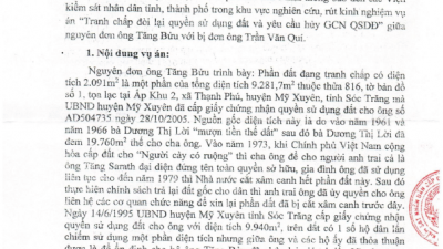 THÔNG BÁO RÚT KINH NGHIỆM VỤ ÁN TRANH TRANH CHẤP ĐÒI LẠI QUYỀN SỬ DỤNG ĐẤT VÀ YÊU CẦU HỦY GCN QSDĐ