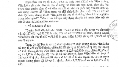 THÔNG BÁO RÚT KINH NGHIỆM VỤ ÁN TÒA ÁN XÉT XỬ KHÁC TỘI DANH, KHUNG KHOẢN VIỆN KIỂM SÁT ĐÃ TRUY TỐ