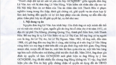 THÔNG BÁO RÚT KINH NGHIỆM VỤ ÁN TRANH CHẤP ĐÒI LẠI TÀI SẢN VÀ YÊU CẦU HỦY GCNQSDĐ