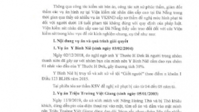 THÔNG BÁO RÚT KINH NGHIỆM CÁC VỤ ÁN ĐỀ NGHỊ MỨC PHẠT TÙ ĐỐI VỚI NGƯỜI DƯỚI 18 TUỔI KHÔNG ĐÚNG QUY ĐỊNH