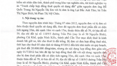 THÔNG BÁO RÚT KINH NGHIỆM VỤ ÁN TRANH CHẤP HỢP ĐỒNG THUÊ QUYỀN SỬ DỤNG ĐẤT