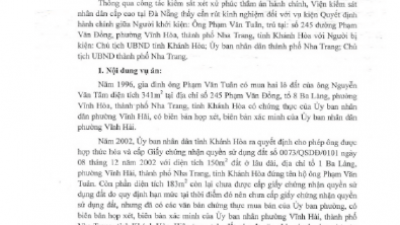 THÔNG BÁO RÚT KINH NGHIỆM VỤ ÁN HÀNH CHÍNH VỀ “KHIẾU KIỆN QUYẾT ĐỊNH HÀNH CHÍNH VỀ GIẢI QUYẾT KHIẾU NẠI, QUYẾT ĐỊNH THU HỒI ĐẤT, GIAO ĐẤT VÀ BỒI THƯỜNG, HỖ TRỢ TRONG LĨNH VỰC ĐẤT ĐAI”