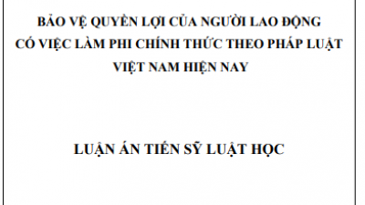LUẬN ÁN TIẾN SĨ: BẢO VỆ QUYỀN LỢI CỦA NGƯỜI LAO ĐỘNG CÓ VIỆC LÀM PHI CHÍNH THỨC THEO PHÁP LUẬT VIỆT NAM HIỆN NAY
