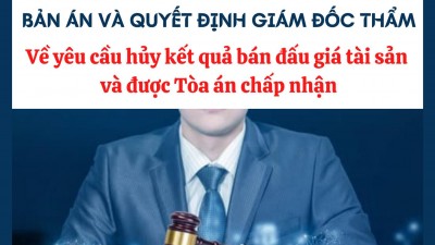 TỔNG HỢP 20 BẢN ÁN VÀ QUYẾT ĐỊNH GIÁM ĐỐC VỀ YÊU CẦU HUỶ KẾT QUẢ ĐẤU GIÁ TÀI SẢN VÀ ĐƯỢC TOÀ ÁN CHẤP NHẬN